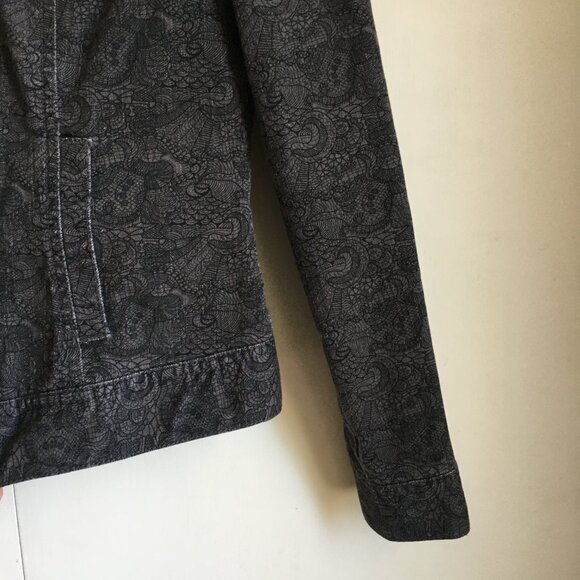 Kenneth Cole Reaction Cotton Paisley & Lace Print Moto Jacket - Picture 4 of 16